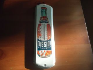 Vintage Advertising Mission Orange Soda Thermometer Metal Sign