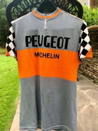 Vintage 1976 Acbb Peugeot Michelin Team Jersey,  Wool Size L Owner