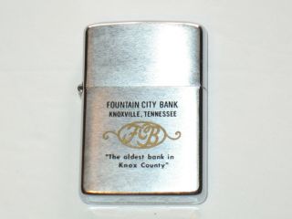 1974 ZIPPO LIGHTER FOUNTAIN CITY BANK KNOXVILLE TN,  OLDEST BANK IN KNOX COUNTY 2