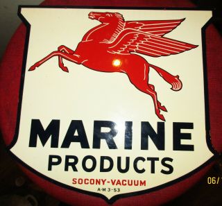 Vintage Mobiloil Marine Products Socony Vaccum Oil Porcelain Sign