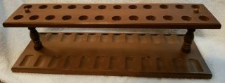 Vintage Wood 24 Tobacco Smoking Pipe Holder Rack Stand Double Sided