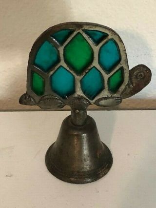 1960s Mod Cast Iron & Stained Glass Turtle Bell