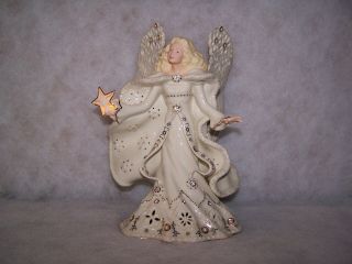 Lenox Porcelain Florentine And Pearl Lighted Angel Figurine.  Nib.