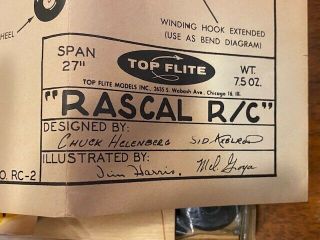 Vintage Top Flight Rascal RC Model Airplane Kit 6