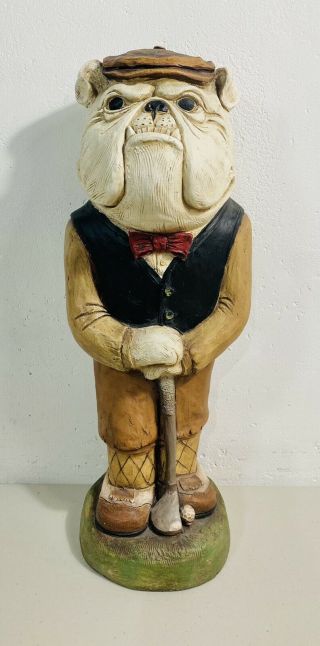 Vintage The Stone Bunny Inc Telle M Stein English Bulldog Dog Garden Statue 20”