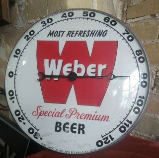 Weber Special Beer Vintage Advertising Thermometer,  Waukesha,  Wi,  Pam Clock Co.