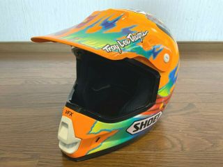 Vintage Shoei Vf - X Troymax Motocross Helmet Size M Orange Troy Lee Designs