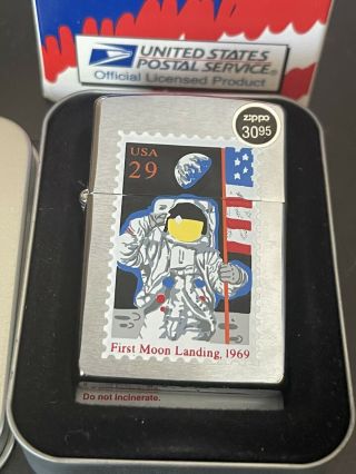 1997 ZIPPO USPS UNITED STATES POSTAL SERVICE 29 CENT FIRST MOON LANDING 1969 L60 2
