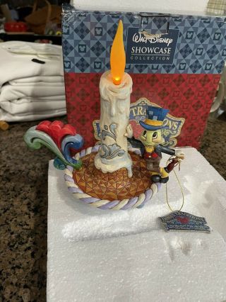 Rare Disney Pinocchio Jim Shore Lighted Jiminy Cricket Candle A Guiding Light