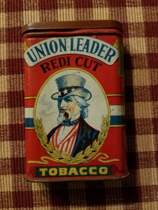 Vintage Union Leader,  Uncle Sam,  Hinged Top,  Pocket Tobacco Tin