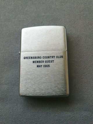Vintage 1965 Greensboro,  Nc Country Club Member Guest Zippo Lighter Rare
