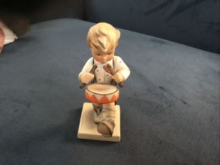 Vintage Hummel Little Drummer Boy Marching While Beating Drum 4 1/4” Tall