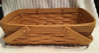 Longaberger Small Gathering Basket With Two Swing Handles 14” X 10” X 4”