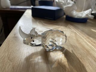 Swarovski Silver Crystal Large Rhino Figurine 7622 Nr 070 Box &