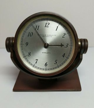 Vintage Chelsea Clock.  Presentation 1969.  Brass Desk Clock.  W/retailer 