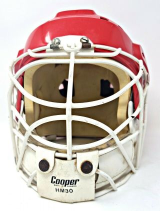 Vintage Cooper Sk2001 Goalie Helmet Red Senior W/ Hm30 Cage Single Bar.
