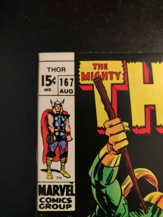 The Mighty Thor 167 Loki Cover Silver Age Marvel Kirby Lee Romita NM 2