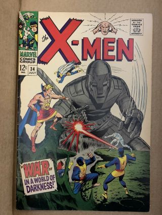 X - Men 34 Marvel 1967 " War - - In A World Of Darkness " Silver - Age Fine