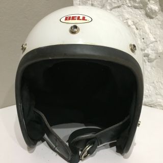 Vintage Bell Rt White Motorcycle Helmet Black 7 1/4