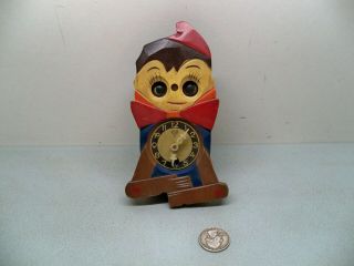 Vintage/antique Small Mi - Ken Monkey Wall Clock Eyes Move Made In Japan Miken