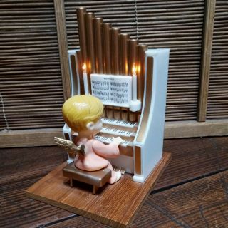 Vintage Christmas Angel - Playing Pipe Organ - Plastic Music Box - Hong Kong