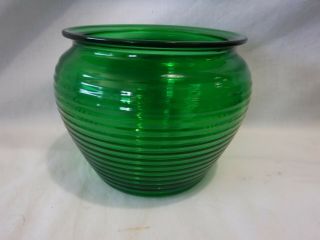 Vintage Emerald Green Glass Beehive Florist Vase Bowl National Potteries Beauty