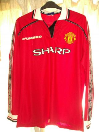 Vintage Manchester United Long Sleeved Shirt 1997 - 8 Paul Scholes 18 Xl