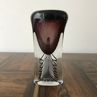 Vintage Murano Sommerso Art Glass Vase Purple Clear White 8.  5 "