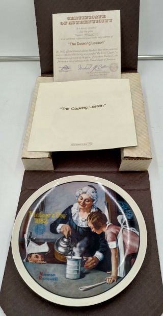 Norman Rockwell Cooking Lesson Mothers Day Plate 1982 Vintage