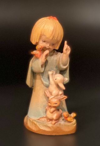 Vintage Anri Hand - Carved Wood Figurine 3  Talk To The Animals "