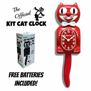 Scarlet Red Kit Cat Clock 15.  5 " Battery Made In Usa Kit - Cat Klock