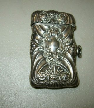 Antique Match Safe Vesta Holder Design Sterling Silver? Makers Stamp