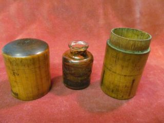 Rare Antique Magic Pocket Lamp Cigar Lighter Bottle In Treen Wood Case