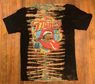 Rolling Stones Voodoo Lounge 94/95 Tour Concert Shirt L Merch Handmade Bleach