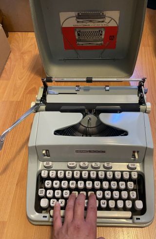 Vintage 1960s Hermes 3000 Typewriter Seafoam Green European Version Switzerland 3