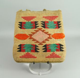 Fine Antique 19c Native American Indian Nez Perce Plateau Corn Husk Bag Ex.  Col