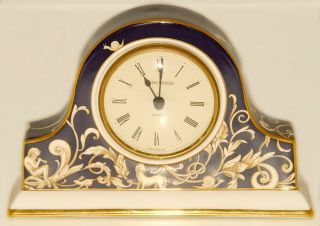 Wedgwood - Bone China - Cornucopia Quartz Mantle Clock Vintage 1995 England