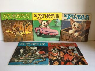 Vintage 1984 Gremlin Adventures 1,  2,  3,  4,  5 Read Along Vinyl Records Book Complete