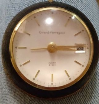 Vintage Girard Perregaux Watch 8 Day Desk Alarm Clock With Calander.