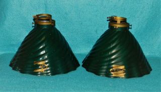 Vintage Antique Green X Ray Mercury Glass Lampshade Pair No 1