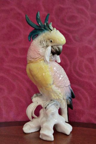 Vintage Karl Ens Porcelain Cockatoo Figure Bird Parrot Figurine