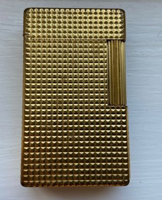 S T Dupont Cigarette Lighter Gold Plated Or Brads Diamond Point Design,  No Res