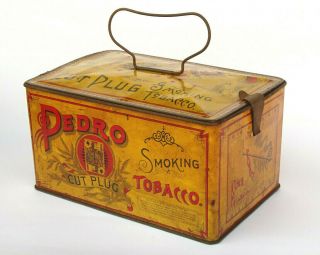 C.  1910s Antique Pedro Cut Plug Smoking Tobacco Tin Litho Graphics - 08
