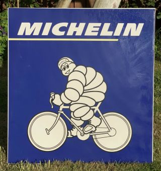 Vintage Michelin Tyres Double Sided Advertising Sign For Road And Mountain Bike.