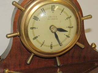 Vintage United Clock 454 NAUTICAL Motion Fish Ocean Sea Lighted Ships Wheel 3