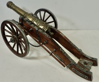 Lg Vintage Brass Cannon Model Display Louis Xiv Field Artillery 17 1/4 " Spain
