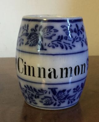 Antique German Porcelain Blue & White Spice Jar Blue Onion Pattern Cinnamon
