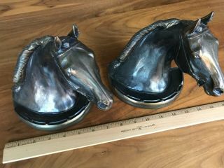 4 Vintage Brass Race Horse Head Bookends Gladys Brown Dodge Inc.  1946 Perfect