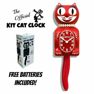 Scarlet Red Lady Kit Cat Clock 15.  5 " Battery Made In Usa Kit - Cat Klock