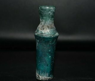 Wonderful Ancient Roman Glass Bottle With Stunning Iridescent Patina From Israel